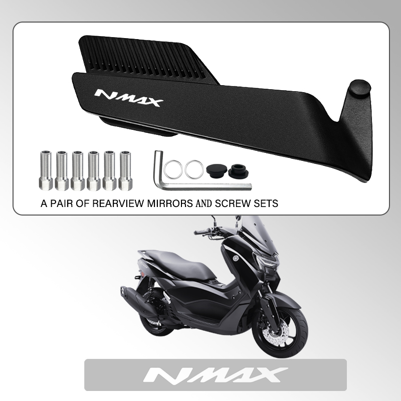 Nmax Tech Max Accessories - กระจกมองหลังมอเตอร์ไซค์แบบพับได้ พร้อมสกรูขนาด 8 มม. 10 มม.