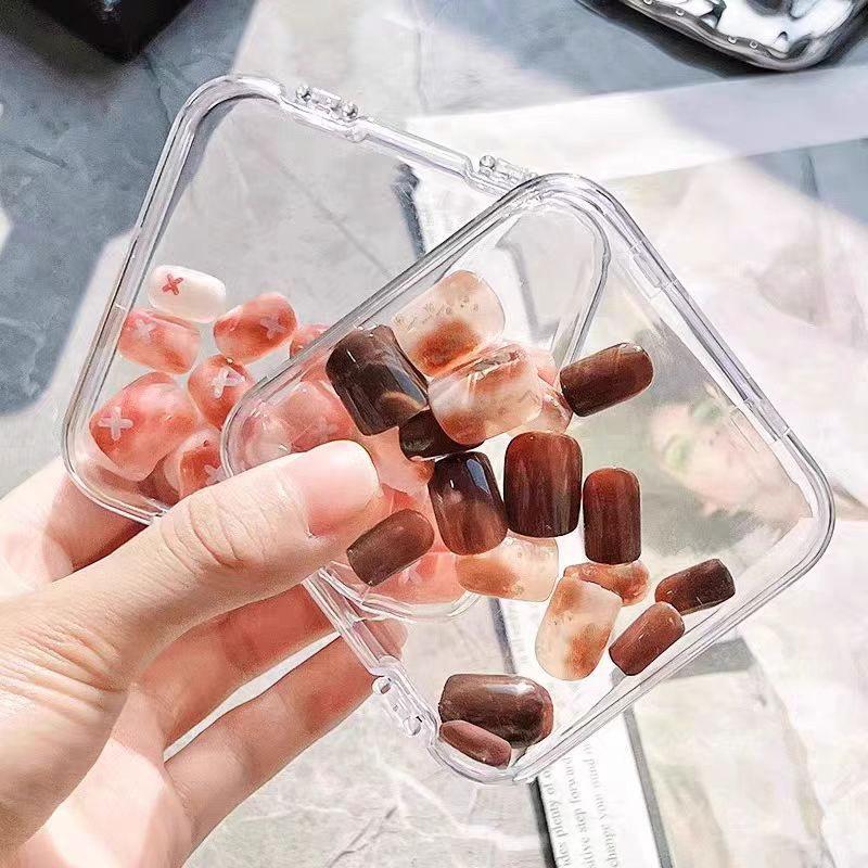 Tech Accessories Box - สุดฮิต! กล่องอะคริลิคใสสำหรับเก็บเล็บปลอมแบบกดติด 10/20 ชิ้น กล่องใส่เล็บใส กล่องเก็บเครื่องประดับ