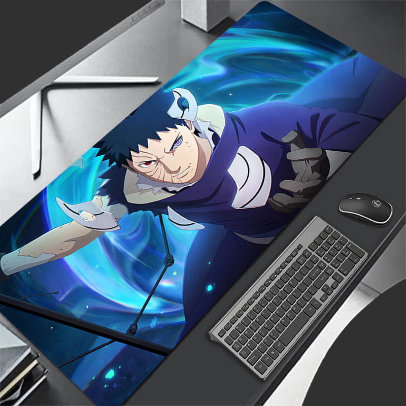 Tech Gaming Accessories - แผ่นรองเมาส์อะนิเมะคาร์เปขนาดใหญ่นารูโตะ โอบิโตะ อุจิวะพีซีเกมเมอร์คอมพิวเตอร์เมาส์แพด วาร์มิโลคีย์บอร์ดอุปกรณ์เสริมสำหรับเล่นเกมแผ่นรองเม้าส์แบบขยาย