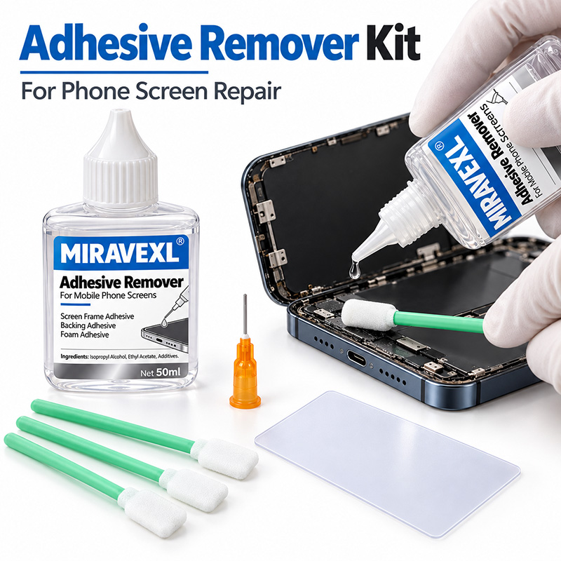 Screen Cleaner Spray - ชุดน้ำยาลอกกาวหน้าจอ LCD พร้อมเข็มและสำลี น้ำยาทำความสะอาดที่ปลอดภัย สำหรับลอกกาวโฟมความร้อนด้านหลังกรอบโทรศัพท์มือถือ +