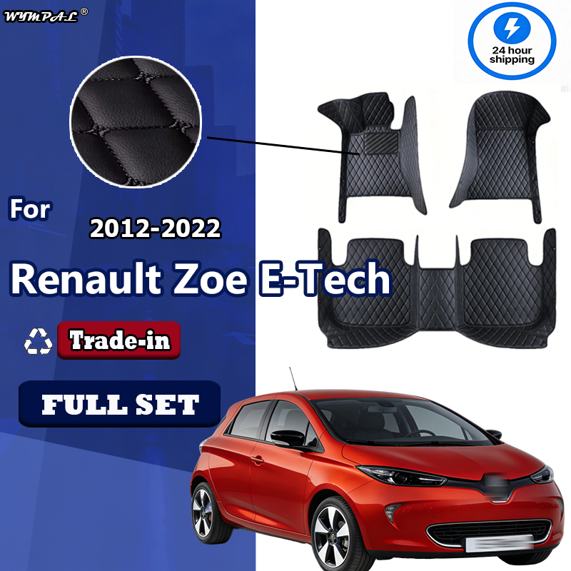 Tech Accessories Renault - หรูหราหนังรถเสื่อสำหรับเรโนลต์โซอี-เทคไฟฟ้า 2012 ~ 2022 5 ที่นั่งป้องกันสิ่งสกปรกรถพรมปูพื้นอุปกรณ์เสริมในรถยนต์