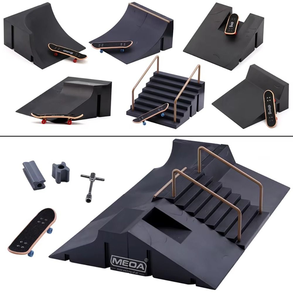 Tech Deck Accessories - ชุดฝึกนิ้วมือแบบทนทาน 1 ชุด ชุดฝึกสเก็ตพาร์ค แรมป์พลาสติกสีดำ สำหรับฝึกเล่นฟิงเกอร์สเก็ตบอร์ด