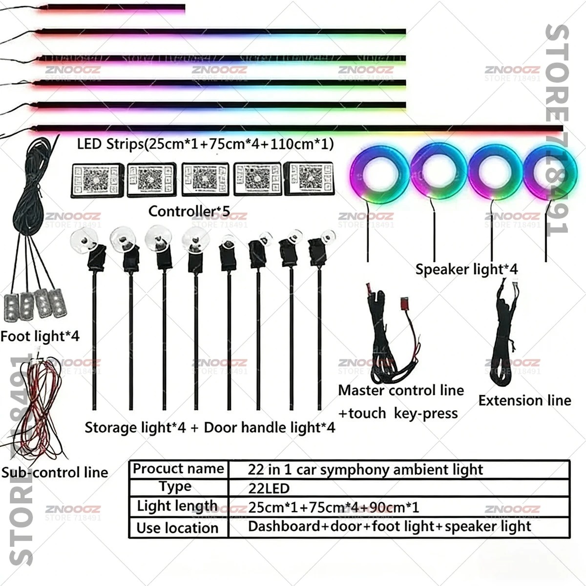 ไฟตกแต่งภายในรถยนต์ RGB 22in1  - Tech Accessories Renault บทวิจารณ์และราคา